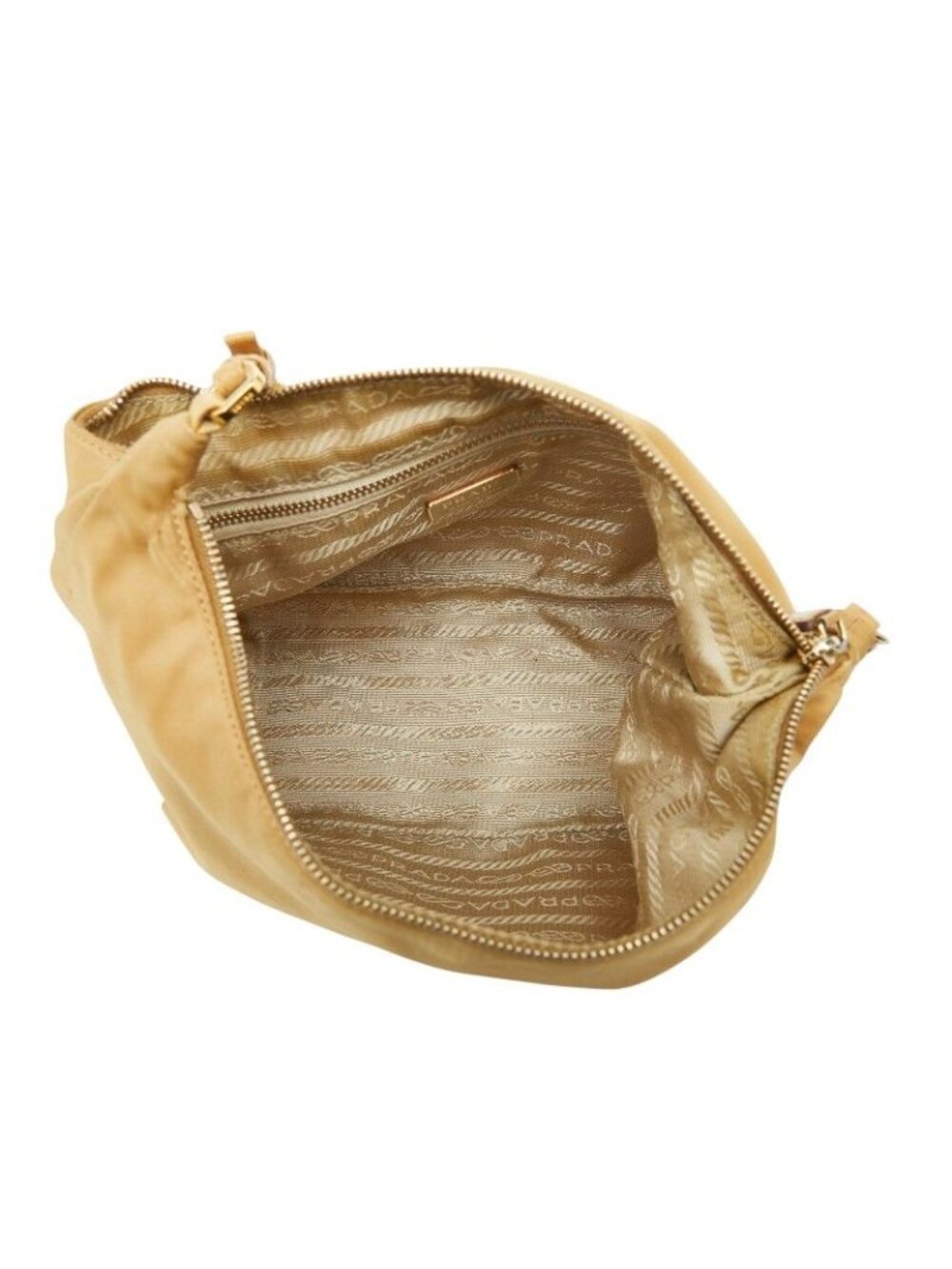 Prada Logo Chain Shoulder Bag Beige Nylon Leather - Picture 6 of 7